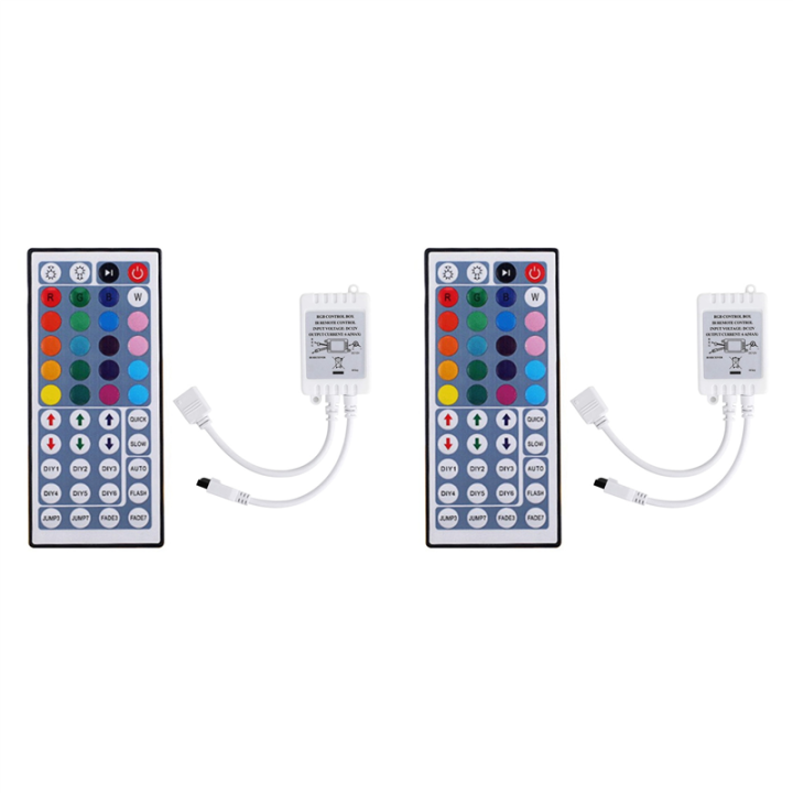 2X DC12V LED Controller+44 Keys Remote Control RGB Control Box IR Light ...