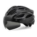 Cycling Helmet with Taillight Goggles Adjustable Mountain Bike Helmet for Adult Men Women Black.