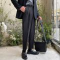 【Alien Alien】 2021 Men's Straight Pants Loose Casual Pants Western Trouser thicken velvet Suit Pants Formal Business Cotton Trousers S-XL. 