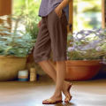 Ladies Qualityful Capris Cotton Pants Drawstring Elastic Waist Pants Casual Cropped Trousers Daily Breeches Five Half Pants Pantalone. 