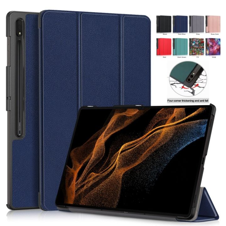 For Samsung Galaxy Tab S8 ultra 14.6 Folding Stand Smart Cover For Galaxy Tab S9 ultra 14.6 X910 X916 x9 Tablet Kids Green