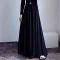 Ladies Qualityful Elastic High Waist Maxi Skirts Ruffle Pleated Skirts Casual Monochromatic Overskirts. 