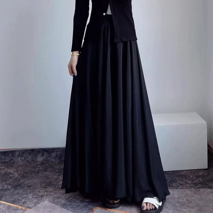 Ladies%20Qualityful%20Elastic%20High%20Waist%20Maxi%20Skirts%20Ruffle%20Pleated%20Skirts%20Casual%20Monochromatic%20Overskirts%20-%20Image%204