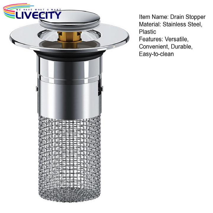 Drain%20Stopper%20for%20Bathroom%20Sink%20Stainless%20Steel%20Bathroom%20Sink%20Stopper%20with%20Hair%20Catcher%20Universal%20Anti-clog%20Drain%20Filter%20for%20Home%20Southeast%20Asian%20Buyers'%20Choice%20Durable%20Sink%20Stopper%20for%20Bathroom%20-%20Image%204