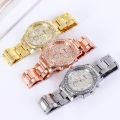 Gold Women Watch Geneva Classic Stainless Steel Women's Watch Fashion Rhinestone Quartz Watches Wristwatch for Woman Girls. 