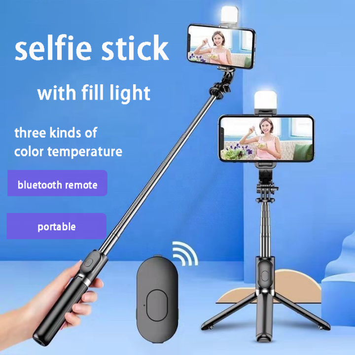 Q07%20Selfie%20Stick%20Foldable%20Mini%20Tripod%20with%20Fill%20Light%20Bluetooth%20Remote%20Shutter%20Retractable%20Rod%20for%20Phone%20(100cm)%20-%20Image%205