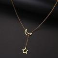 Moon star lock bone chain necklace  for fashionable women'. 