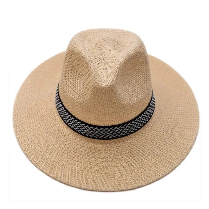 Farmer's%20Straw%20Hat%20Cuban%20Cap%20Panama%20Hat%20Short%20Brim%20Fedora%20Hat%20Sun%20Hat%20Summer%20Straw%20Jazz%20Hat%20Unisex%20Casual%20-%20Image%206