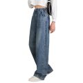 Girls spring jeans 2024 new girls spring and autumn elastic waist fashion retro loose wide-leg pants. 