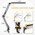 LED Desk Lamp with Clamp, 10W Swing Arm Desk Lamp, Eye-Caring Dimmable Desk Light with 10 Brightness Level, 3 Lighting Modes. 