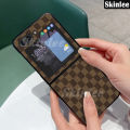 Phone case For Samsung Galaxy Z Flip5 Back cover Canvas Plaid Cowhide Texture Design for For Samsung ZFlip 5 Cover cases.