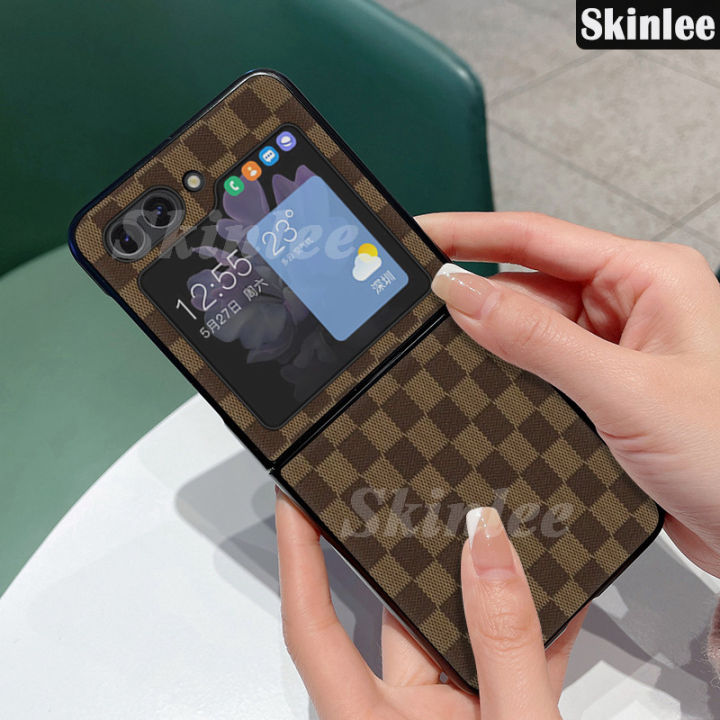 Phone%20case%20For%20Samsung%20Galaxy%20Z%20Flip5%20Back%20cover%20Canvas%20Plaid%20Cowhide%20Texture%20Design%20for%20For%20Samsung%20ZFlip%205%20Cover%20cases%20-%20Image%204