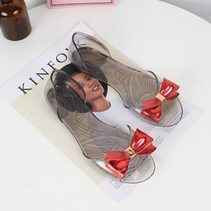 Charm%20shark%20Korean%20version%20sandals,%20summer%20flat%20heel%20fish%20mouth%20bow%20flat%20bottom,%20daily%20casual%20jelly%20transparent%20heel%20beach%20shoes%20-%20Image%204