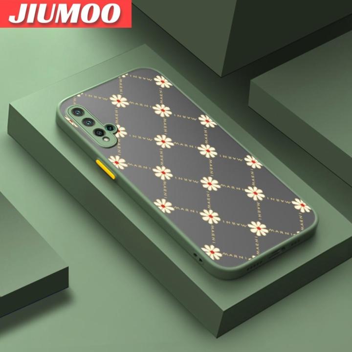 JIUMOO For Huawei Nova 5 Huawei Nova 5 Pro Case Fashion Tide Flower Frosted Transparent Back Cover Lens Camera Protect Phone Case Silicone Edge Full Cover Casing Hard Cases