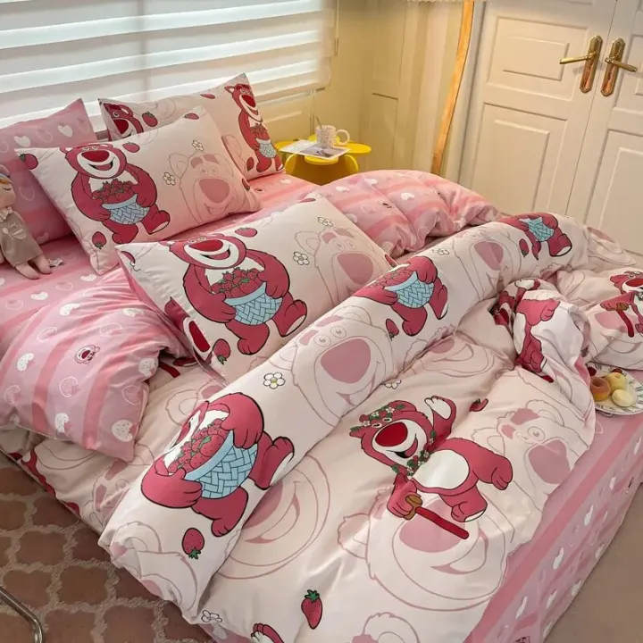 Disney%20Kawaii%20Anime%20Stitch%20Washed%20Cotton%20Four-Piece%20Bedding%20Set%20Mickey%20Mous%20Cute%20Bed%20Linen%20Three-Piece%20Dormitory%20Set%20Kids%20Toys%20-%20Image%206