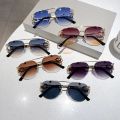 【7Rings Store】(New) fashion New Double Bridge UV400 eyewear 2023 vintage limless sunglasses women trendy gradient aviator glasses. 
