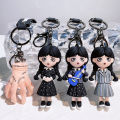 New Wednesday Dress Girl Keychain Exquisite Figure Model Doll School Bag Hanger Chain Keychain Gift. 
