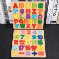 Montessori Wooden Puzzle 3D Alphabet Letters Number Matching Game Baby Kids Toys Education Learning Toy for Children 2 to 4 Year. 