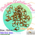 Golden Dolphin Hook Jewelry Making Accessories - Lobster Clasps Claw Hooks for Necklace and Bracelet - 7x12mm.