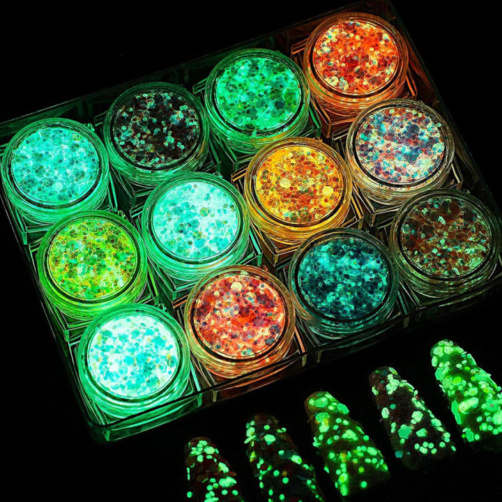 Outlier Aeuinv 12 Colors Glitter Gel Makeup Glow in The Dark Body Glitter Gel UV Face Glitter for Women Festival Party Glitter Makeup Gel