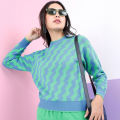 Pantoneclo Premium Women's / Girl's Round Neck Reversible Wavy Motif Sweater / Cardigan / Pullover. 