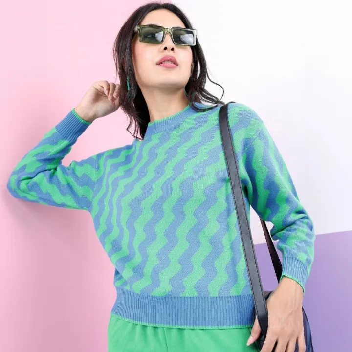 Pantoneclo%20Premium%20Women's%20/%20Girl's%20Round%20Neck%20Reversible%20Wavy%20Motif%20Sweater%20/%20Cardigan%20/%20Pullover%20-%20Image%202