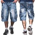 Jeans Men Summer Modis Multi-Pocket Men's Blue Denim Shorts Streetwear Loose Large Size Straight Denim Shorts Size 30-46. 