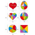 Kids Wooden Colorful Tangram Jigsaw Puzzles DIY Intelligence Develop Toy Early Learn Educational Toys For Baby infant. 