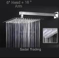 6" HEAD and 16" Arm Bathroom Rain Shower Set / SS Bathroom Shower. 