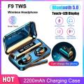 F9 Bluetooth Earphone V5.1 TWS Wireless Earphone LED Display Sports Wireless Headset With Microphone. 