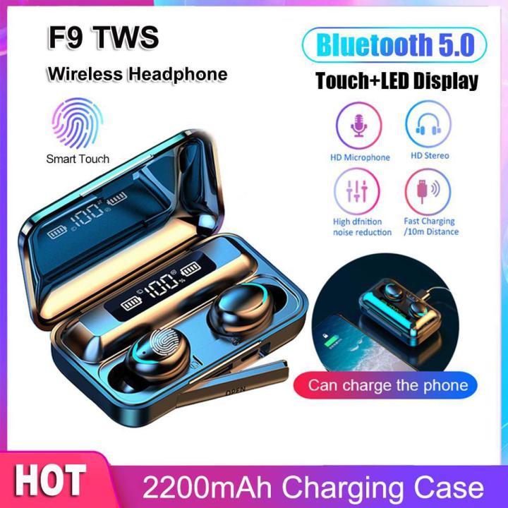 F9 Bluetooth Earphone V5.1 TWS Wireless Earphone LED Display Sports Wireless Headset With Microphone