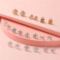36 Pairs Box Earrings Love Stud Earrings Set Women Wholesale Mixed Color Gold & Silver Point Diamond Earrings Box Stud Earrings Accessories. 