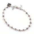 Fashion Tibetan Silver Bead Hollow Plum Daisy Flowers Heart-Shaped Anklet For Women Foot Chain Barefoot Sandals Beach Jewelry.