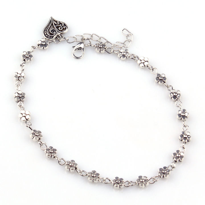 Fashion%20Tibetan%20Silver%20Bead%20Hollow%20Plum%20Daisy%20Flowers%20Heart-Shaped%20Anklet%20For%20Women%20Foot%20Chain%20Barefoot%20Sandals%20Beach%20Jewelry%20-%20Image%2010