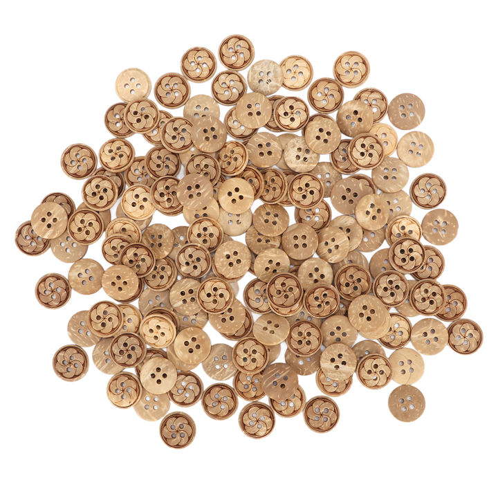 Round Buttons, Smoothing Durable 150Pcs Wooden Buttons for Sewing