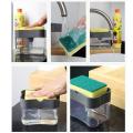 2 In1 Kitchen Liquid Soap Pump Dispenser Sponge Holder Press Countertop Rack With Sponge Holder Kitchen Cleaner.
