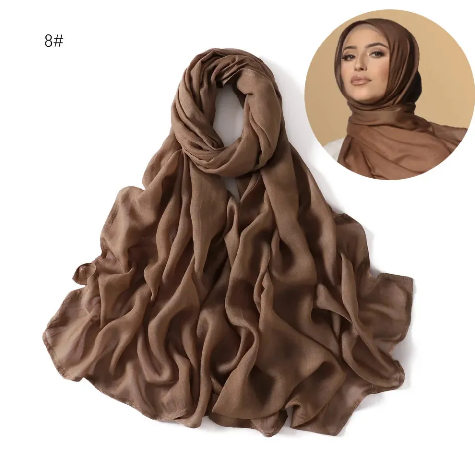 Viscose Hijab Scarf Double Stitches Edge Plain Cotton Modal Muslim