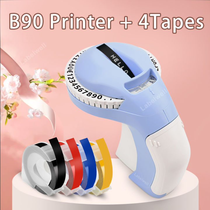 3D Embossing Label Maker B90 Mini Label Printer Manual Typewriter with Dymo 3D Embossing Tape Replace for Dymo 12965 Printer minghao