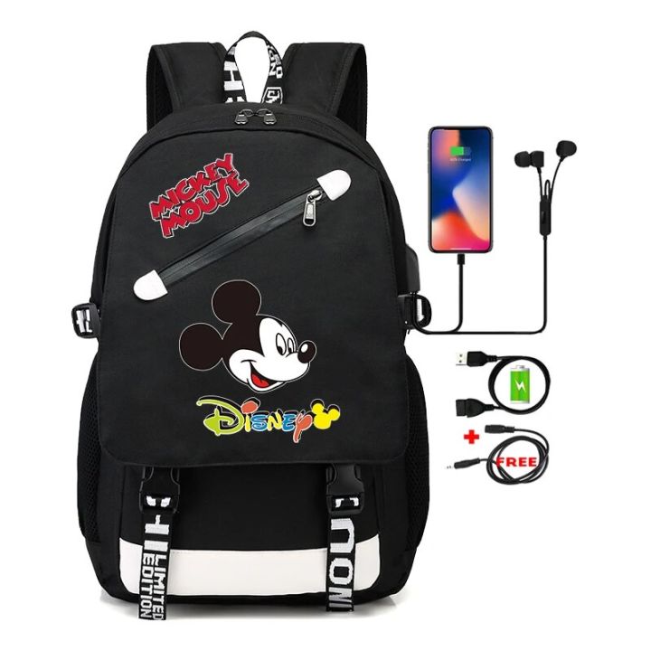 Disney Mickey Mouse Backpack for Teenage School Bag Boy Girl Cartoon Printing Bagpack Back To School Bookbag Laptop Usb Men Bags