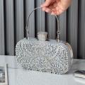 Mini Silver Bag Women's Tendance 2023 Luxury Handbag Crystal Wedding Clutch Bags for Bride Diamond Mobile Phones Shoulder Purse.