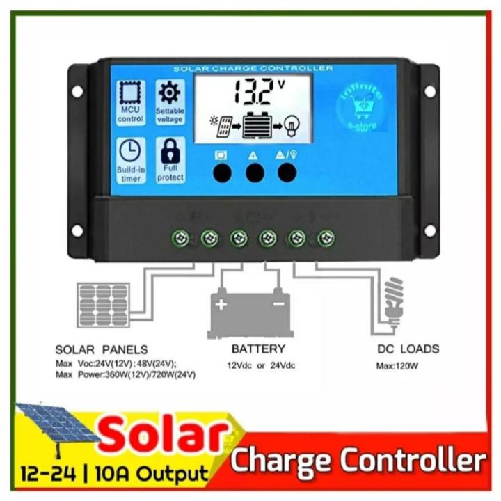 Solar Charge Controller 12V 24V Solar Panel LCD Display Digital PWM ...