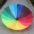 16 bone rainbow umbrella long handle straight pole umbrella touch cloth sunny rain business umbrella sunscreen rain print folding umbrella.