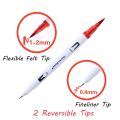 12/24/36/48PCS Colors FineLiner Dual Tip Brush Pens Drawing Painting Watercolor Art Marker Pens School Supplies. 