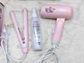 Mini hair dryer , Mini hair straightener and hit protection spray Combo.