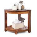 GC Corner Shower Stool, Waterproof Shower Foot Rest For Inside Shower, Wood Bathroom Stool Bench Seats With Storage Shelf Non-Slip Foot Pads For Small Space. 