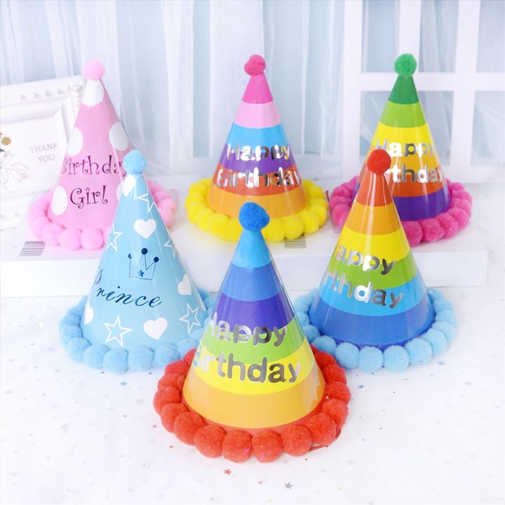 3/5Pcs%20Assorted%20Colors%20Kids%20Adults%20Birthday%20Party%20Hats%20Rainbow%20Birthday%20Cone%20Hats%20Boys%20Girls%20Blue%20Pink%20Birthday%20Pompon%20Paper%20Cap%20-%20Image%204