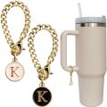 White Handles, Personalized Know-Youri Tumbler, Water Bottle Accessories, Cup, Stan, 2 Pieces, Letter Charm, Other Letter Charm, Chain.