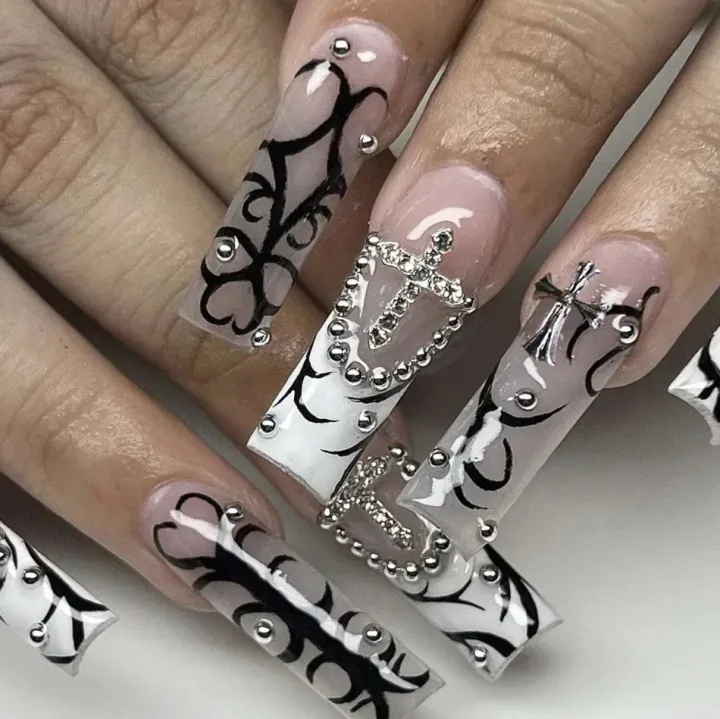 24pc%20French%20artificial%20nails%20with%20designs%20y2k%20butterfly%203D%20charms%20press%20on%20nails%20XLong%20ballet%20coffin%20false%20nails%20with%20rhinestone%20-%20Image%205