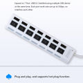 HXSJ Hot USB Hub 7 Port USB 2.0 Independent Switch Indicator High Speed Ultra Slim Splitter Hub with USB Cable. 