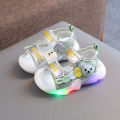 Summer new children's soft-soled toddler shoes 1-3 years old 2 boys light up sandals girls baby kick anti beach shoes.